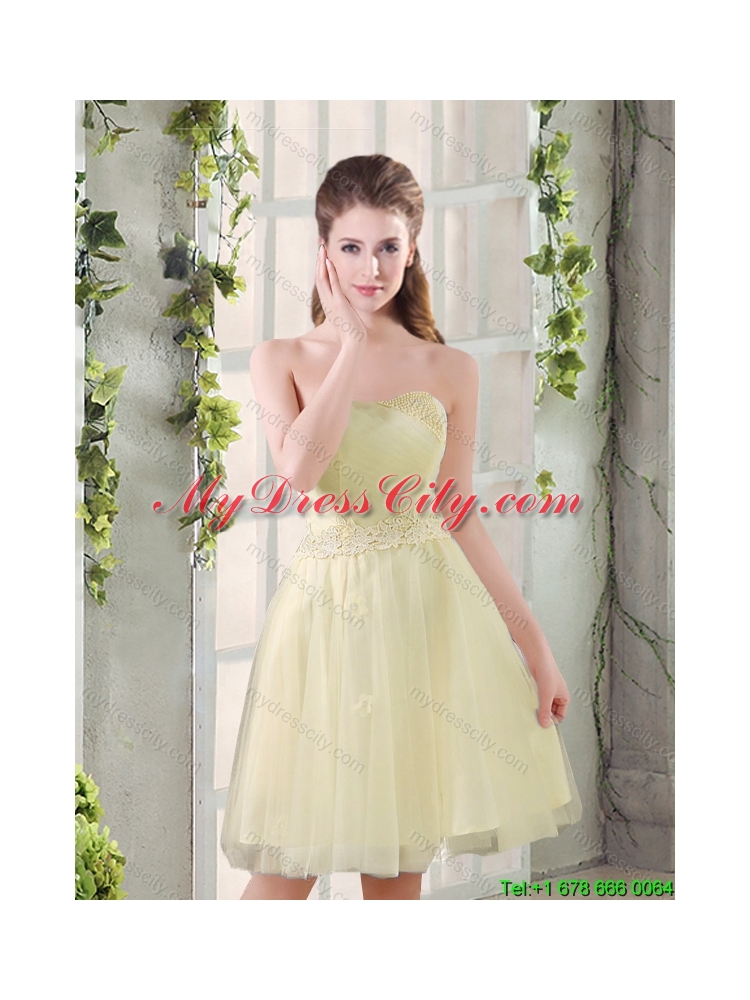 Sweetheart A Line Appliques Champagne   Pretty Dama Dress for 2015 Summer