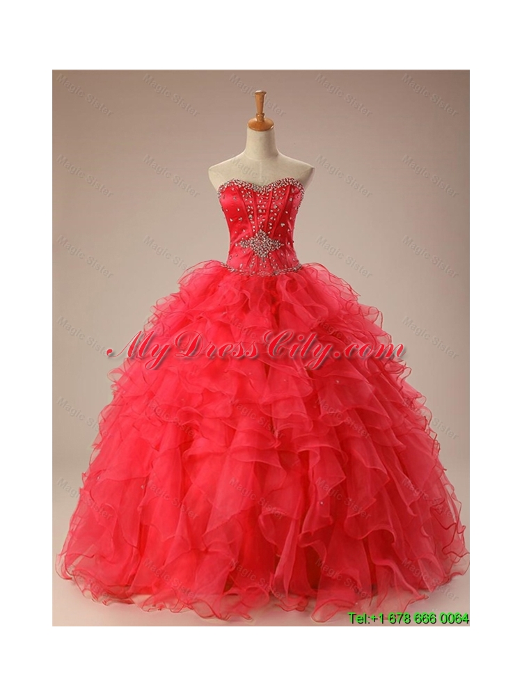 2015 Classical Sweetheart Beaded Quinceanera Dresses with Ruffles