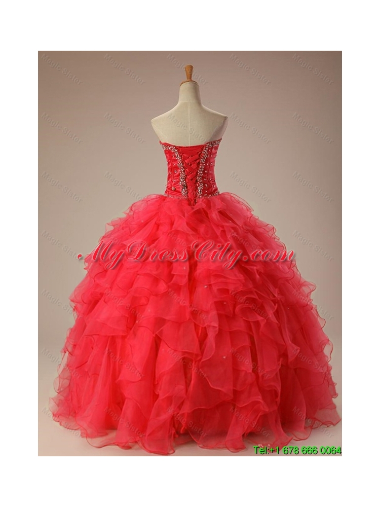 2015 Classical Sweetheart Beaded Quinceanera Dresses with Ruffles