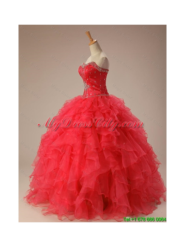 2015 Classical Sweetheart Beaded Quinceanera Dresses with Ruffles