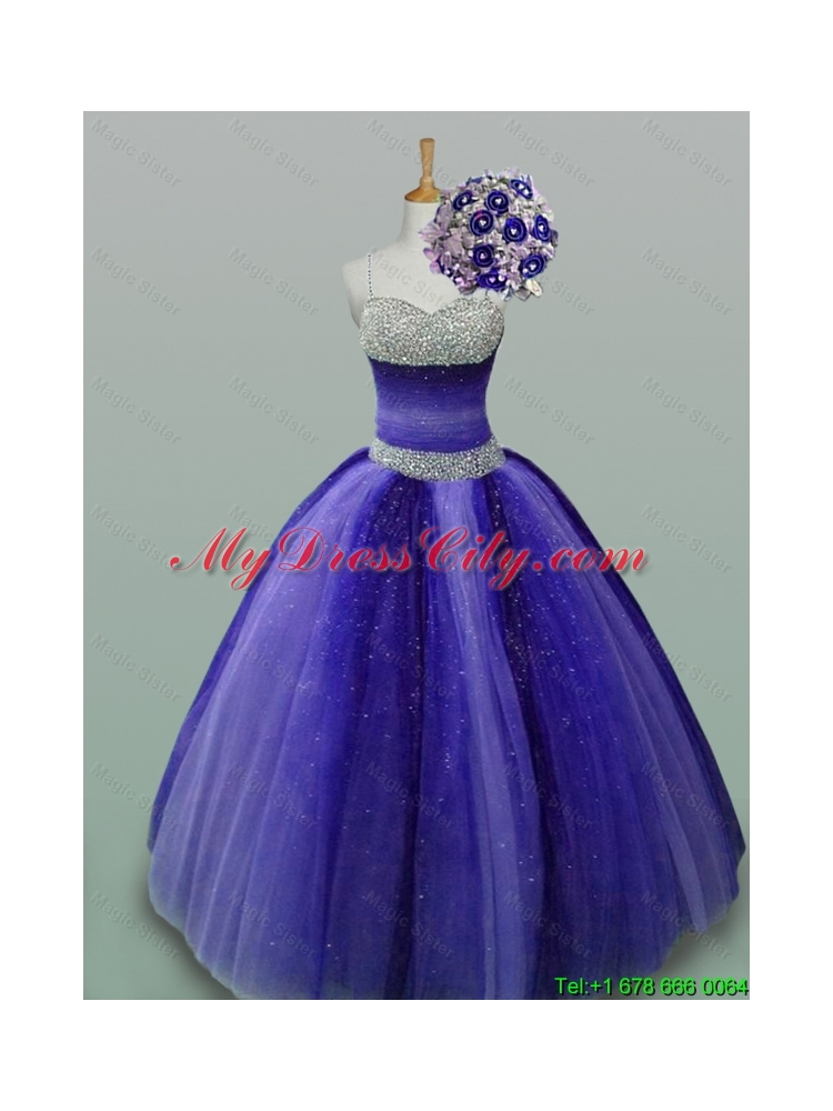 2015 Luxurious Quinceanera Dresses with Beading in Tulle