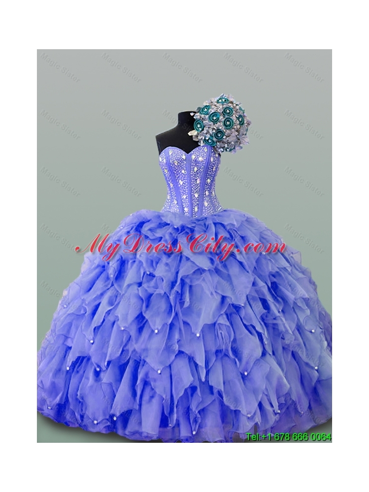 2015 Quinceanera Dresses with Beading and Ruffles