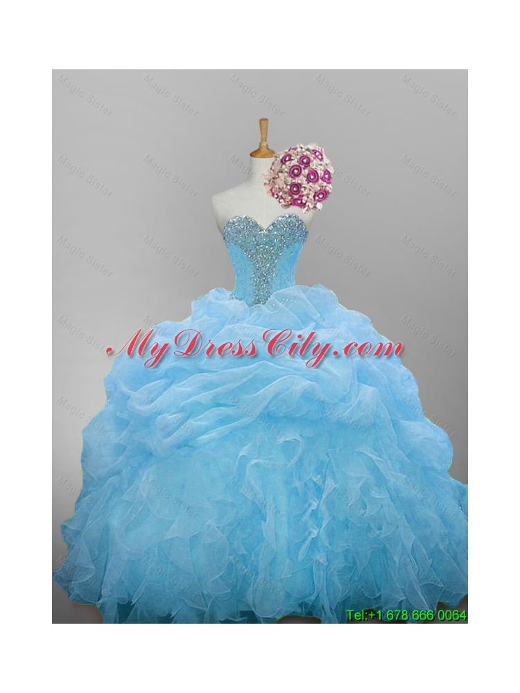 2015 Romantic Sweetheart Quinceanera Dresses with Beading and Ruffled Layers