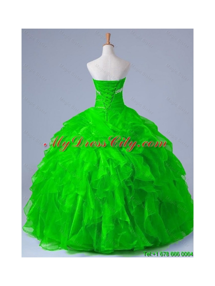 2015 Sexy Strapless Quinceanera Dresses with Beading and Ruffles