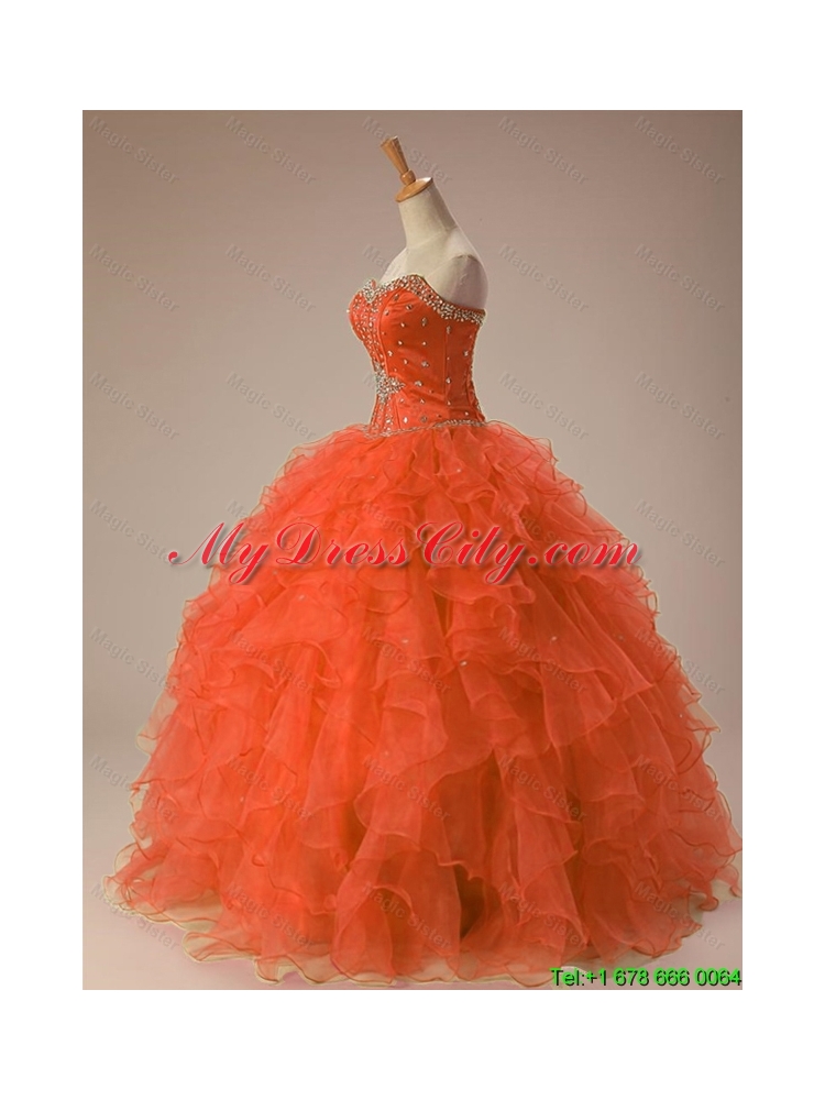 2015 Gorgeous Sweetheart Beaded Quinceanera Gowns in Organza