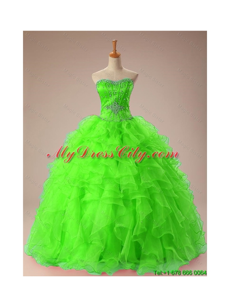 2015 Perfect Sweetheart Quinceanera Dresses with Beading and Ruffles