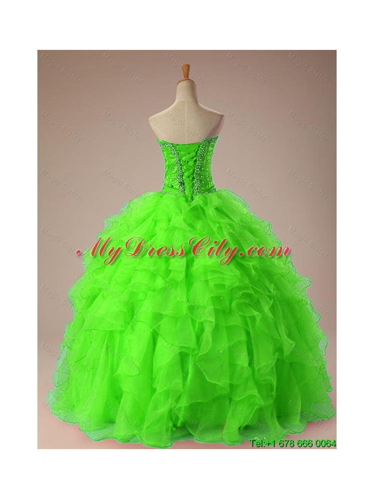 2015 Perfect Sweetheart Quinceanera Dresses with Beading and Ruffles