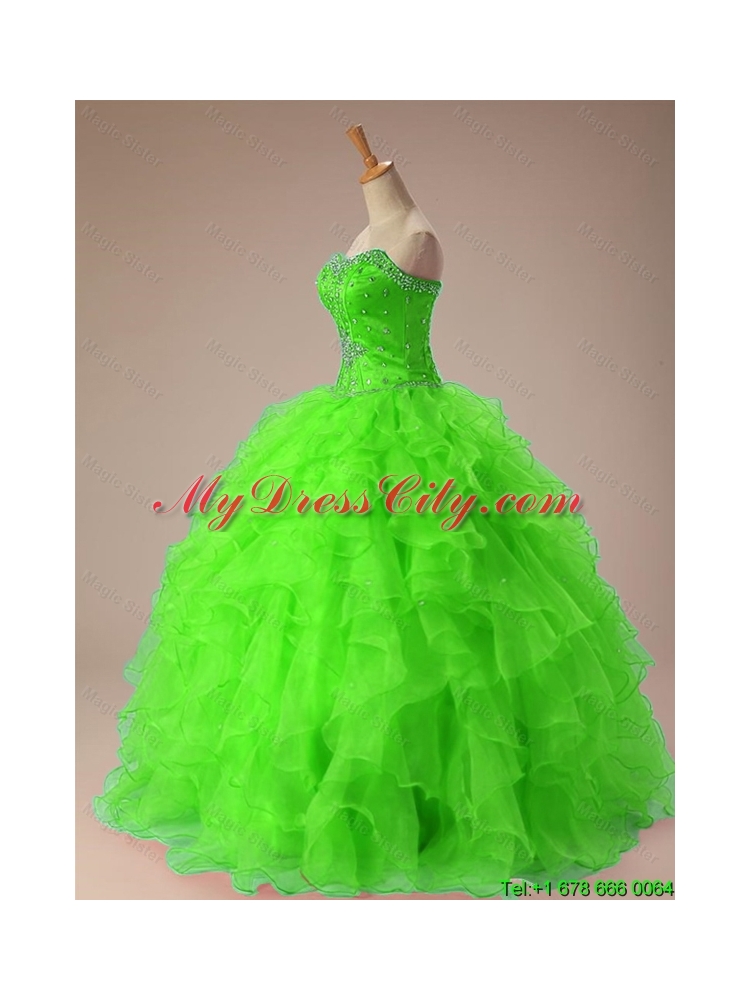 2015 Perfect Sweetheart Quinceanera Dresses with Beading and Ruffles