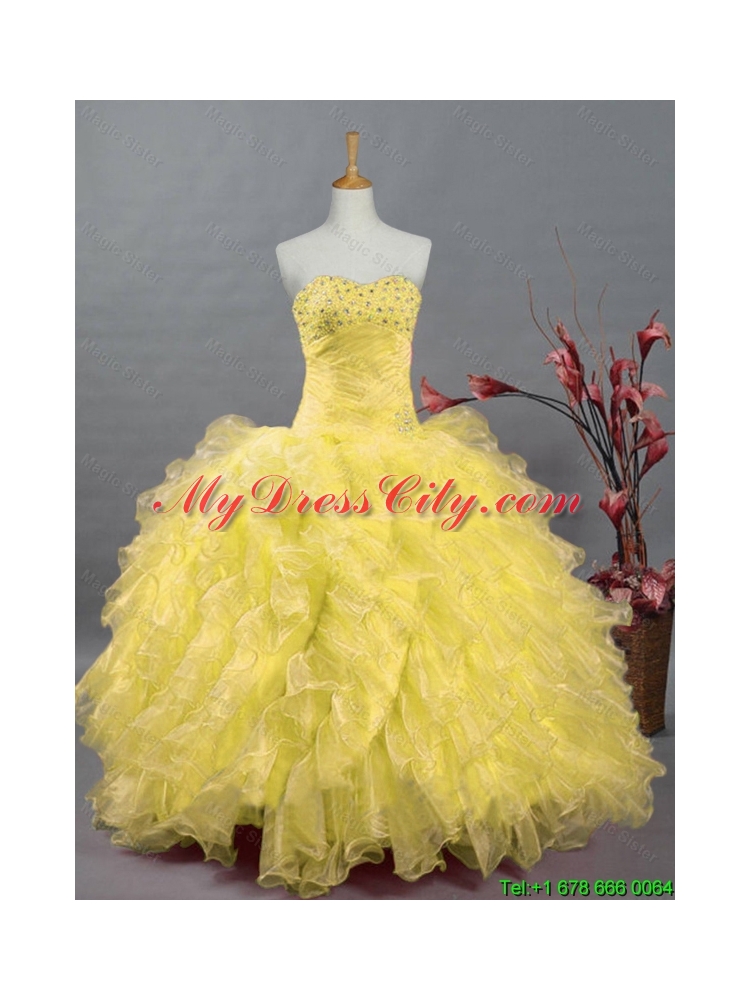 Beaded and Ruffles Quinceanera Dresses in Organza for 2015