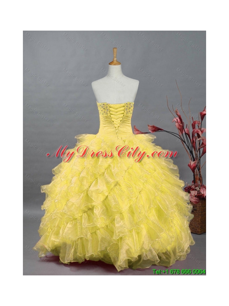 Beaded and Ruffles Quinceanera Dresses in Organza for 2015