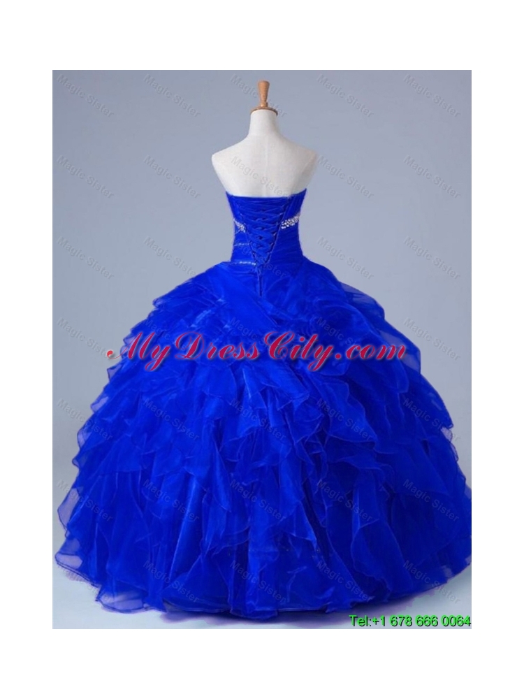 2015 Artistic Strapless Beaded and Ruffles Quinceanera Gowns in Organza