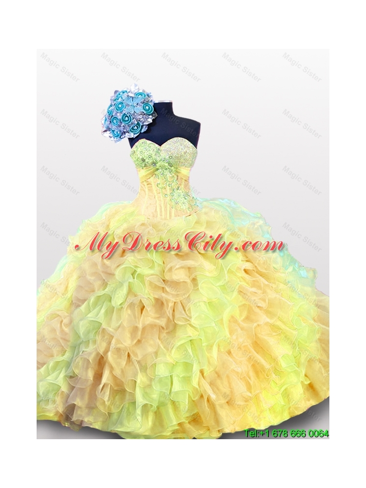 Puffy Multi Color Beading Quinceanera Dresses with Sweetheart