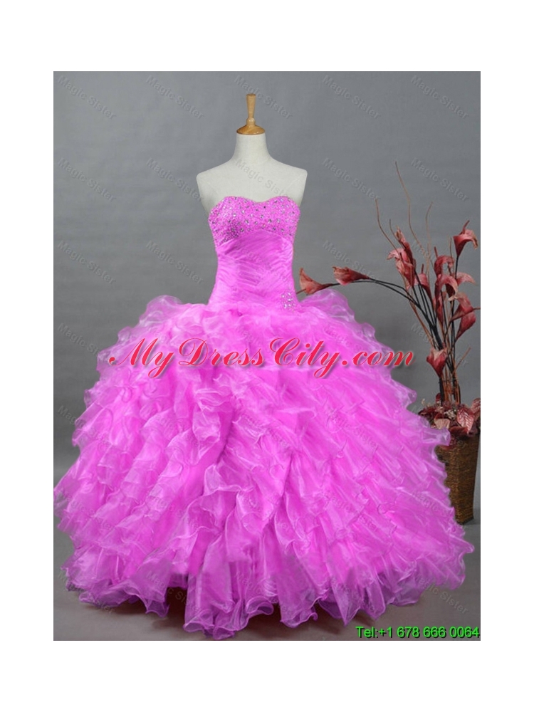 2015 Perfect Sweetheart Quinceanera Dresses with Beading and Ruffles