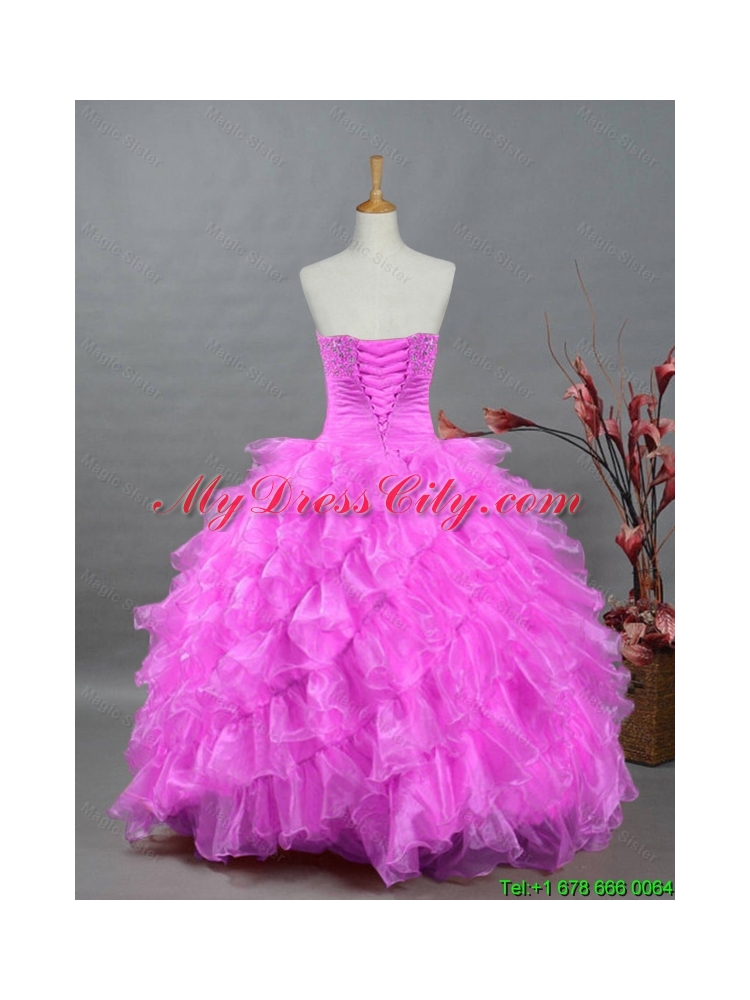 2015 Perfect Sweetheart Quinceanera Dresses with Beading and Ruffles