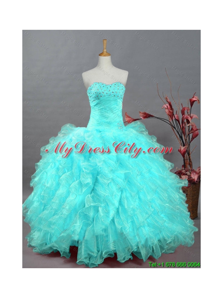 2015 Pretty Sweetheart Beaded Quinceanera Dresses in Organza