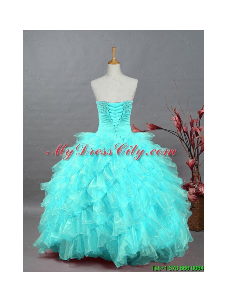 2015 Pretty Sweetheart Beaded Quinceanera Dresses in Organza