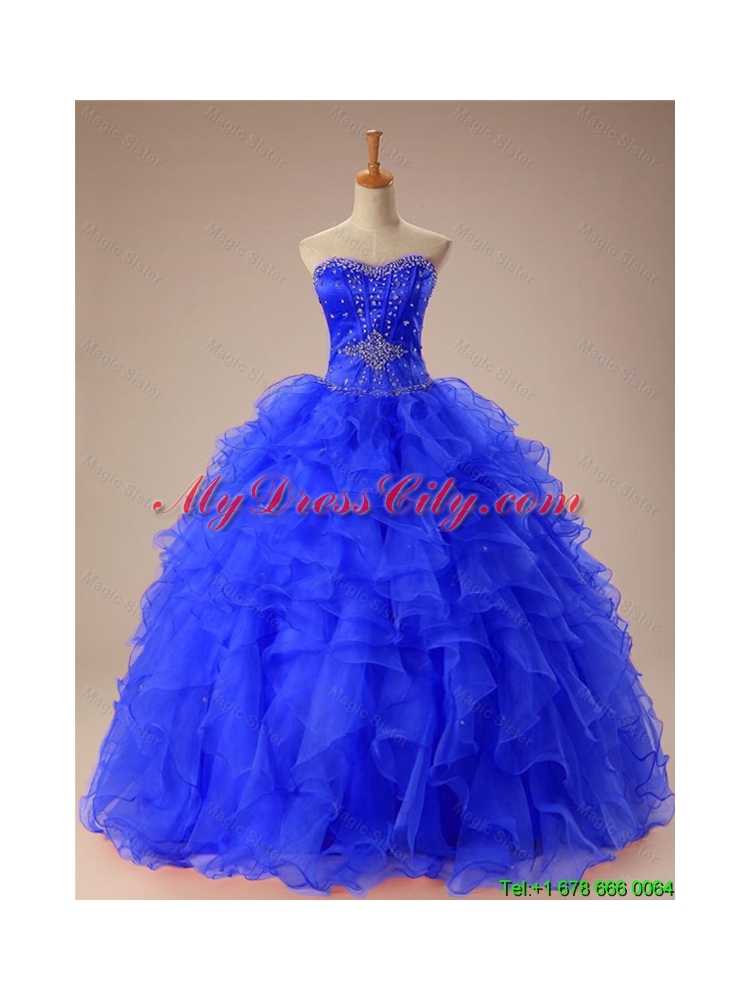 Artistic Beaded and Ruffles Quinceanera Dresses in Organza