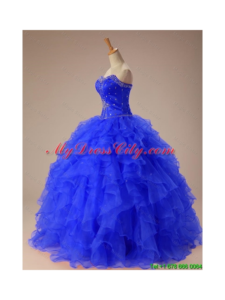 Artistic Beaded and Ruffles Quinceanera Dresses in Organza