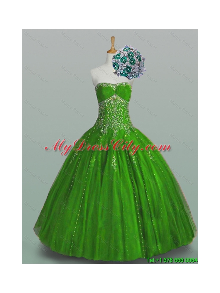 Elegant 2015 Strapless Quinceanera Dresses with Beading and Appliques