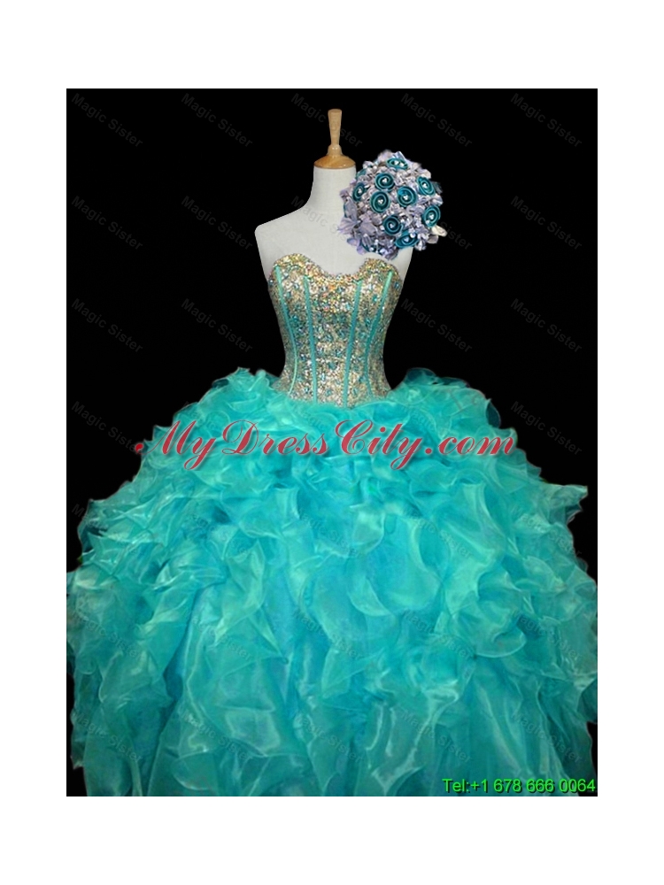 New Arrival Sweetheart Mint Quinceanera Dresses with Sequins and Ruffles