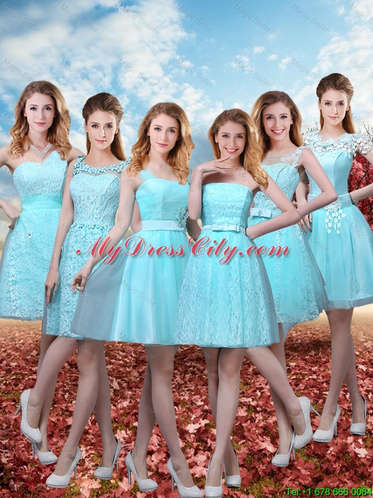 2016 Summer Beautiful A Line Bridesmaid Dresses with Belt in Aqua Blue