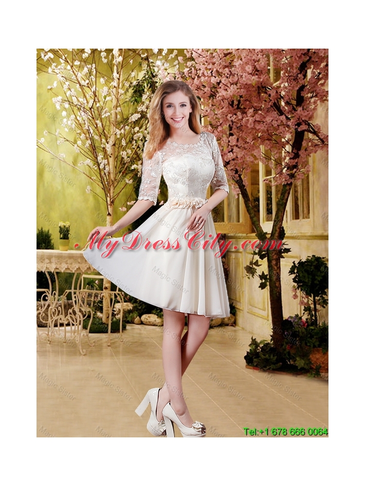 2016 Summer New Arrival One Shoulder Dama Dresses with Appliques in Champagne