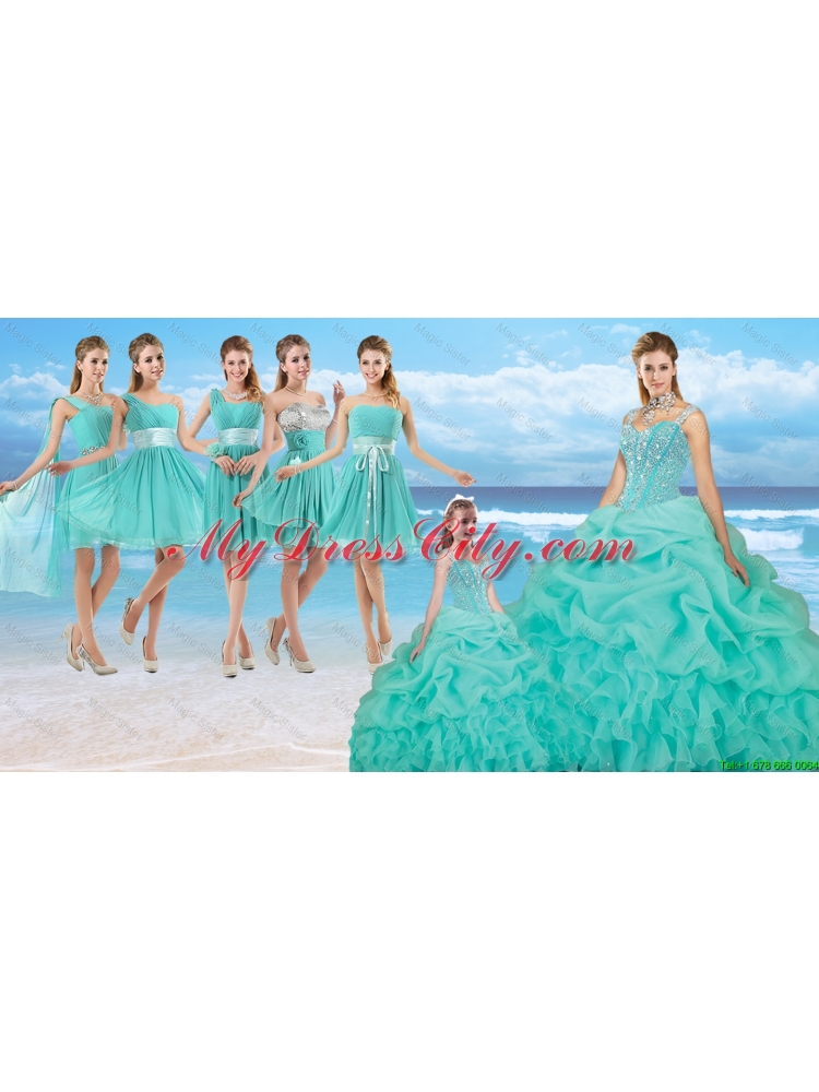 Perfect Beaded Quinceanera Dresses and Cheap Short Dama Dresses and New Turquoise Little Girl Dresses