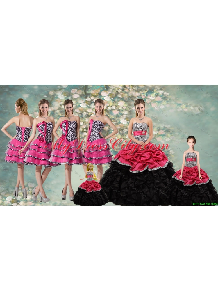 Perfect Zebra and Sash Quinceanera Dresses and Ruffled Layers Dama Dresses and Cute Strapless Little Girl Dresses