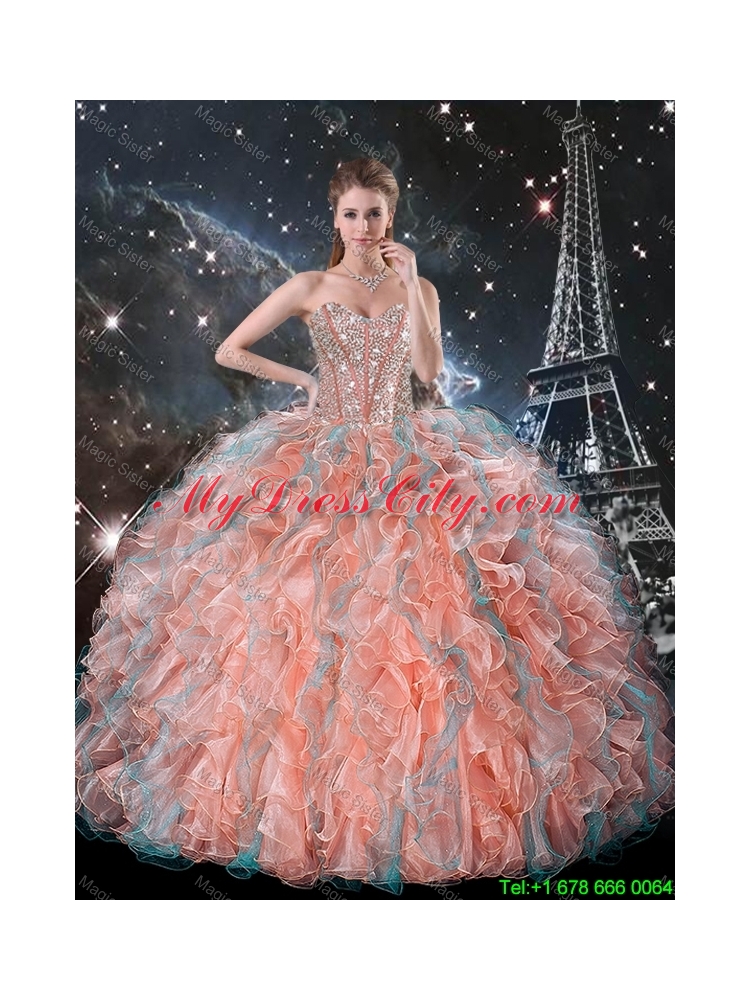 2016 Summer Cheap Ruffles and Beaded Quinceanera Dresses in Multi Color