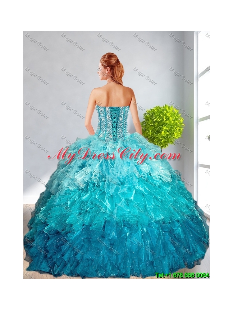 2016 Summer Discount Multi Color Quinceanera Gown with Ruffles and Beading