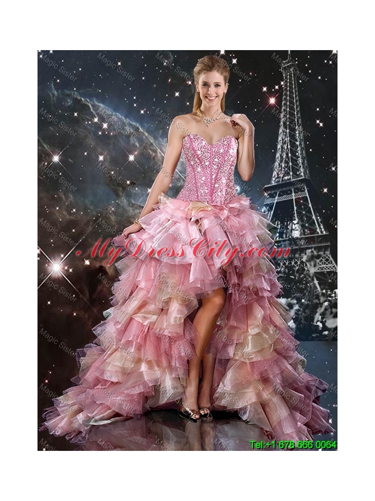 Luxurious 2016 Fall Ball Gown Beaded Tulle Detachable Sweet 16 Dresses with Belt