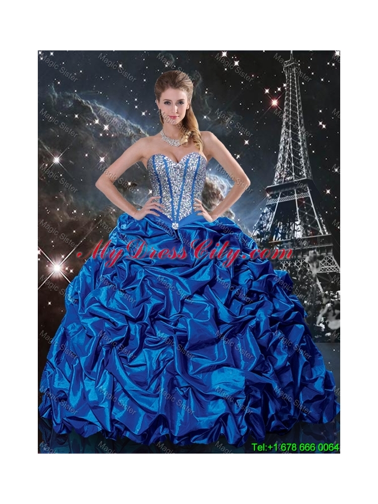 Luxurious 2016 Fall Royal Blue Quinceanera Dresses with Beading and Pick Ups