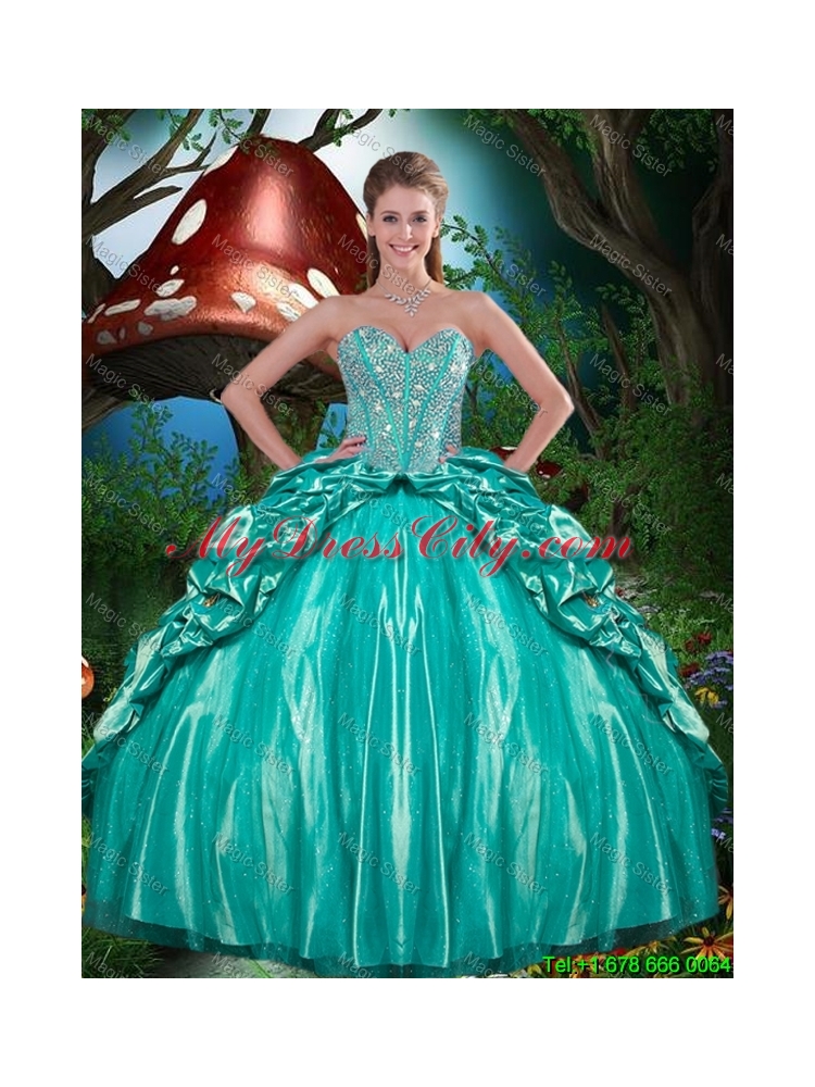 Pretty Beaded and Ruffled Layers Quinceanera Dresses in Taffeta for 2016 Summer