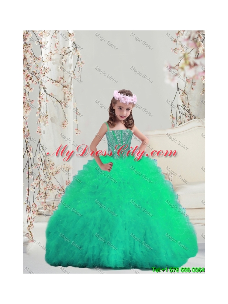 2016 Summer Cheap Sweetheart Beaded and Ruffles Detachable Sweet 16 Dresses in Turquoise