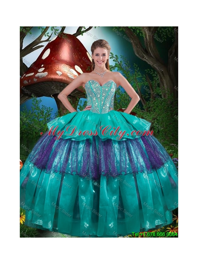 2016 Summer Cheap Sweetheart Beaded Quinceanera Dresses with Ruching