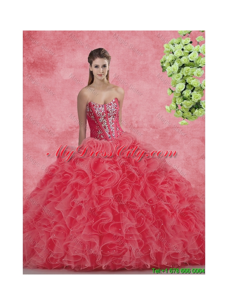 New Style Strapless Beaded and Ruffles Quinceanera Dresses for 2015