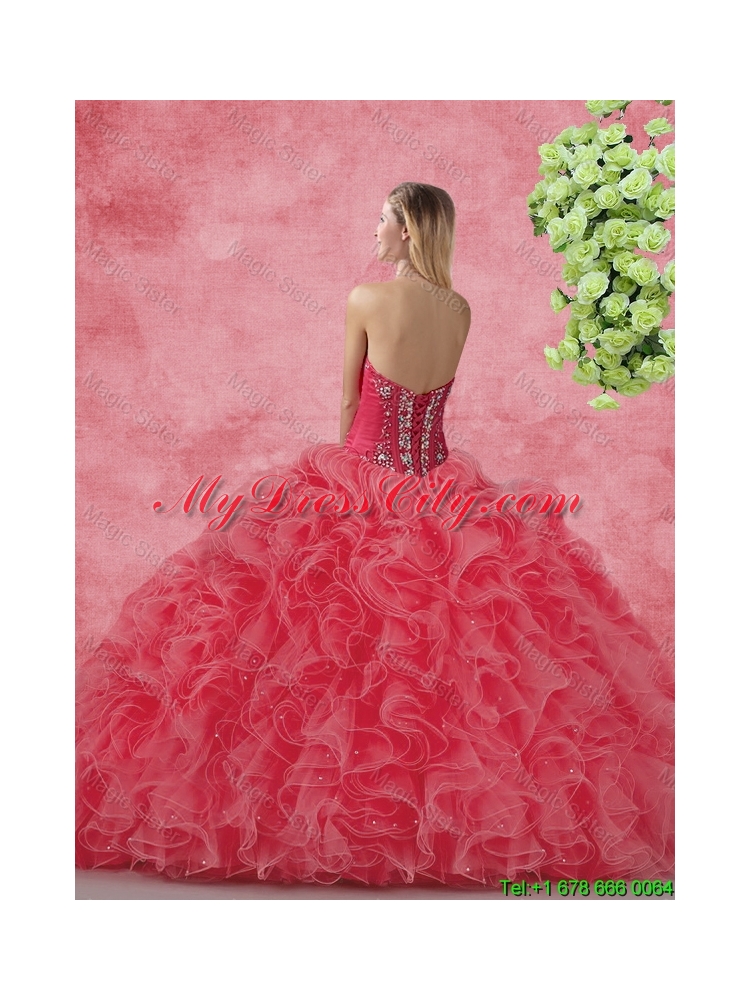 New Style Strapless Beaded and Ruffles Quinceanera Dresses for 2015