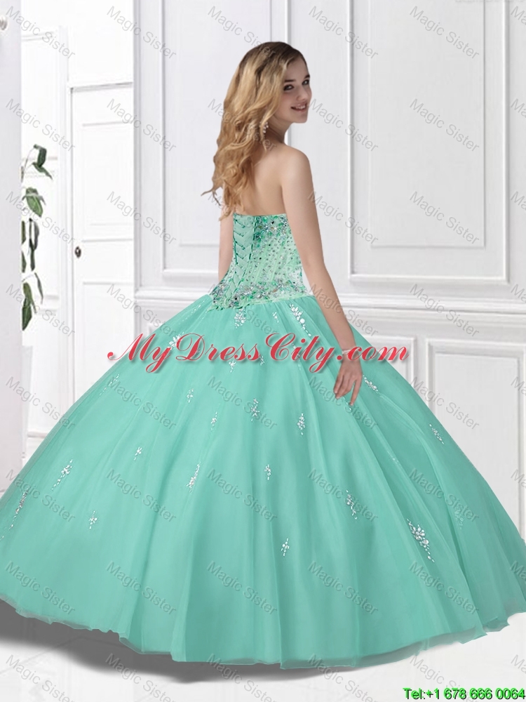 New Style Sweetheart Beaded Quinceanera Gowns in Apple Green