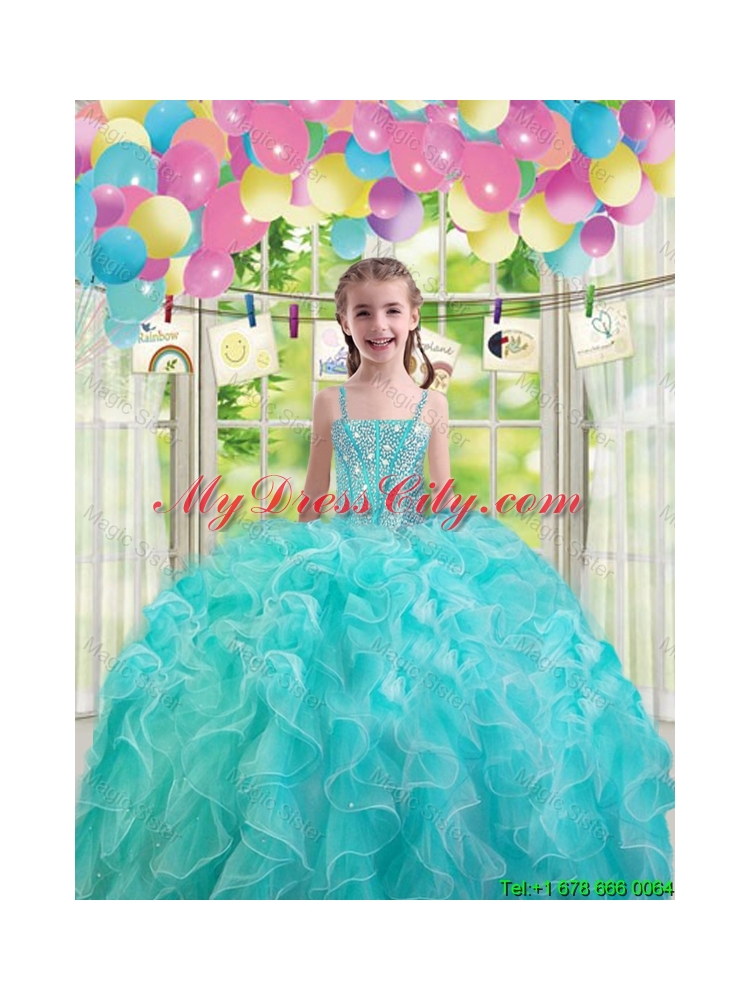 Lovely Aqua Blue Mini Quinceanera Dresses with Ruffles and Beading