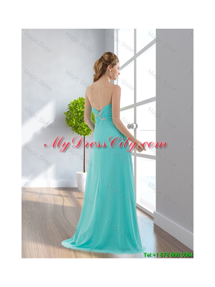 2016 Elegant Empire Floor Length Applique Prom Dresses with Beading