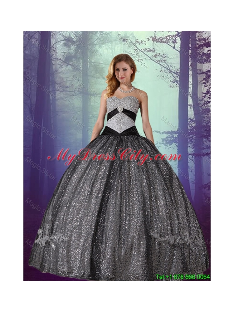 2015 Fall Classical Ball Gown Sweetheart Appliques Matching Sister Dresses in Black