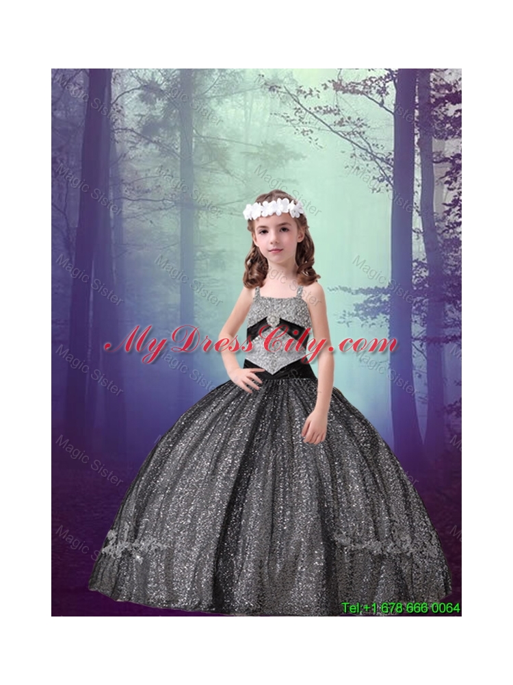 2015 Fall Classical Ball Gown Sweetheart Appliques Matching Sister Dresses in Black