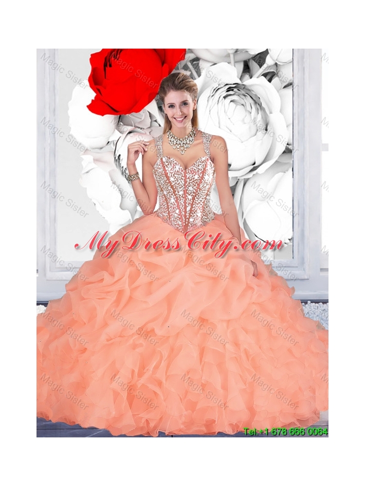 2015 Winter Popular Ball Gown Straps Beaded Matching Sister Dresses