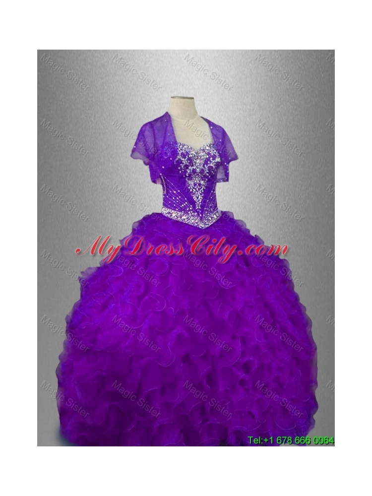 Best Selling Beaded Sweetheart Quinceanera Gowns in Purple