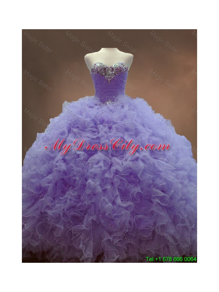 Classical Beaded Sweetheart Lavender Sweet 16 Gowns with Ball Gowns