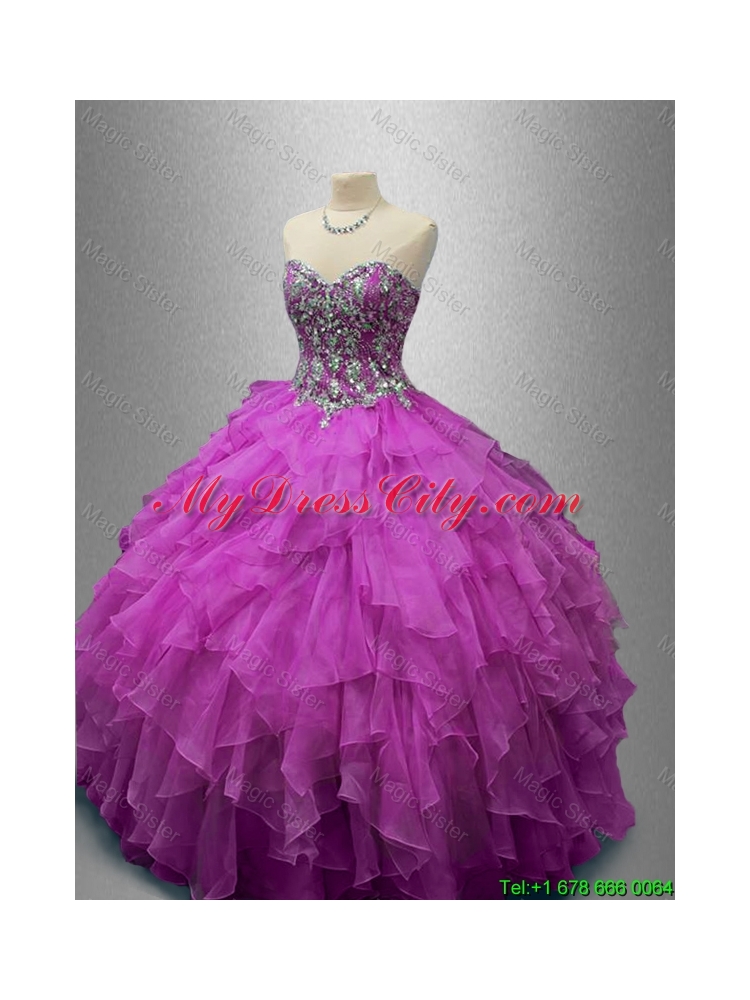 Elegant Ball Gown Sweet 16 Dresses with Beading and Ruffles