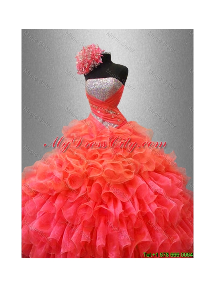 Organza Ruffles Fashionable Sweet 16 Dresses with Sequins