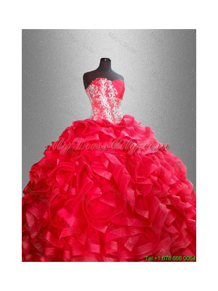 Fashionable Red Quinceanera Dresses with Beading and Ruffles