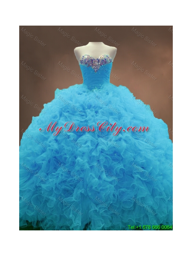 Beautiful Aqua Blue Ball Gown Quinceanera Gowns with Sweetheart