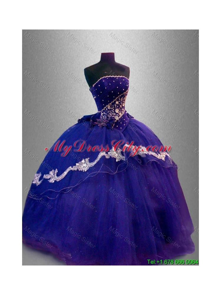 Luxurious Strapless Quinceanera Dresses with Appliques and Beading